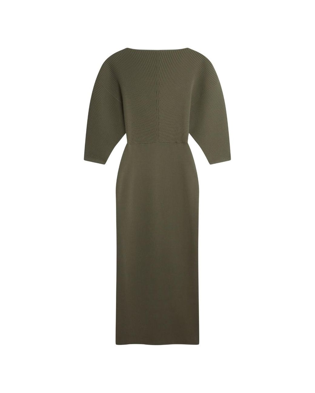 Ted Baker Green Vanitha Sculptured Rib Knitted Maxi Dark Dress