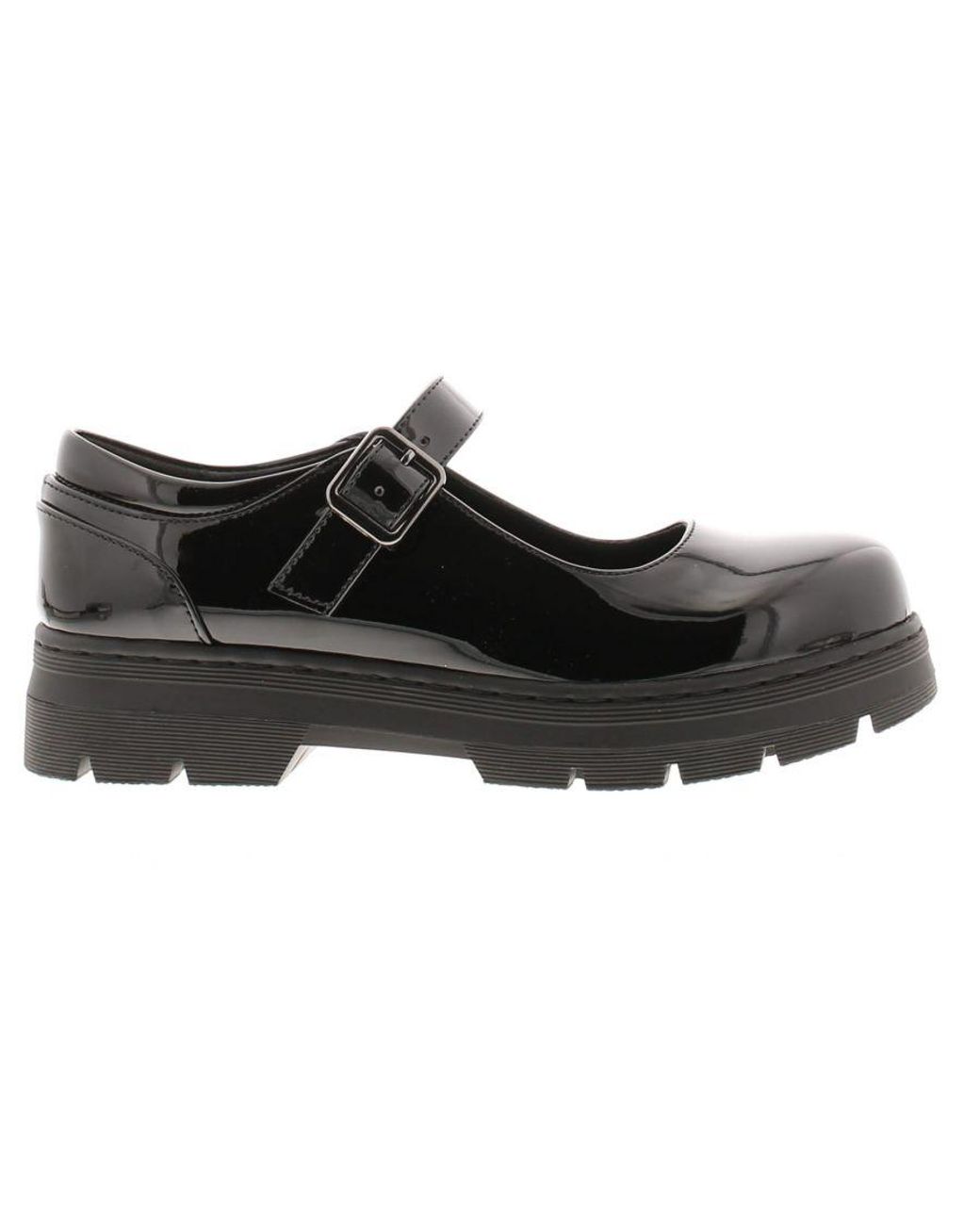 Platino Black Shoes Work School Jenny Buckle Patent