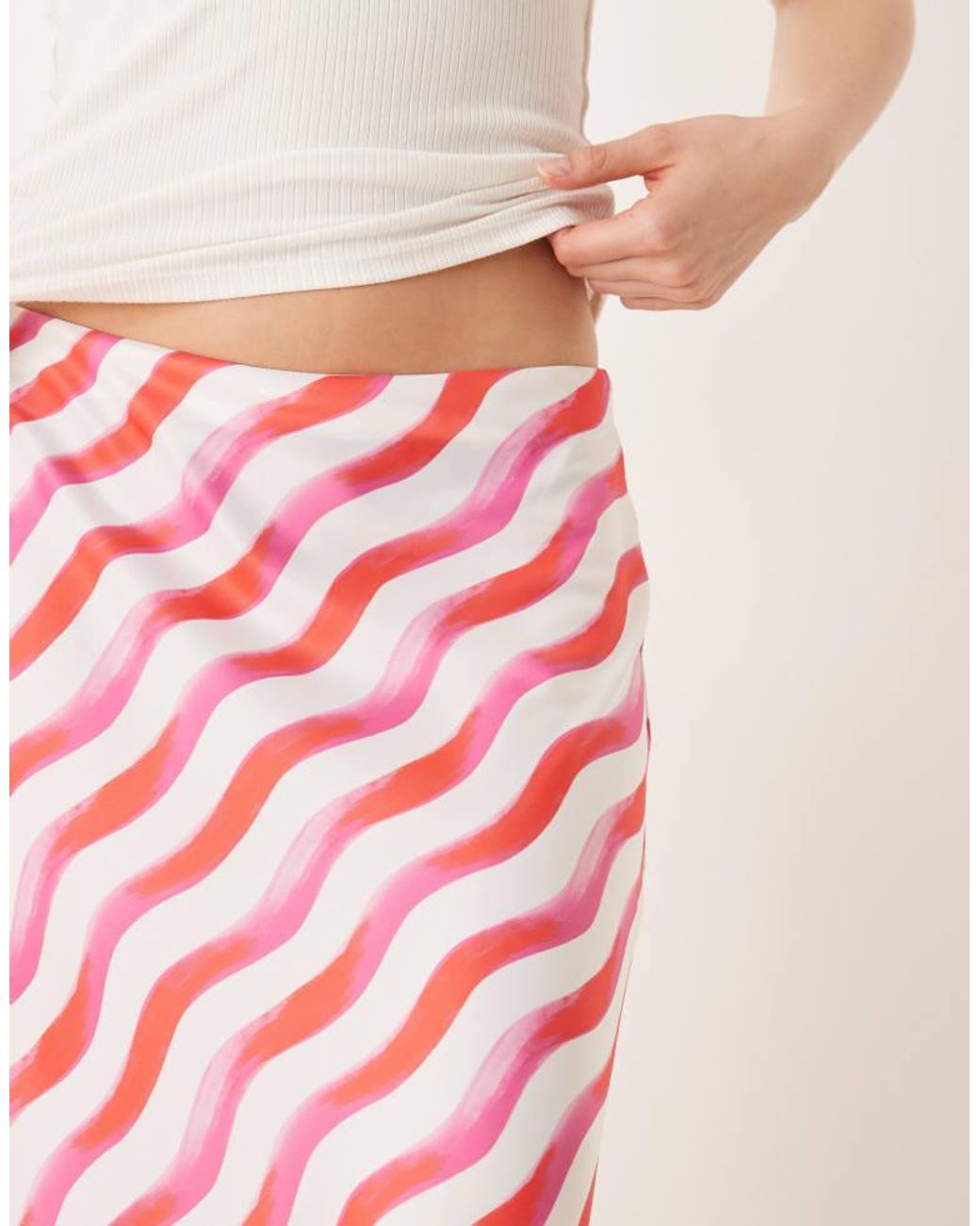Y.A.S Pink Diagonal Stripe Midi Skirt