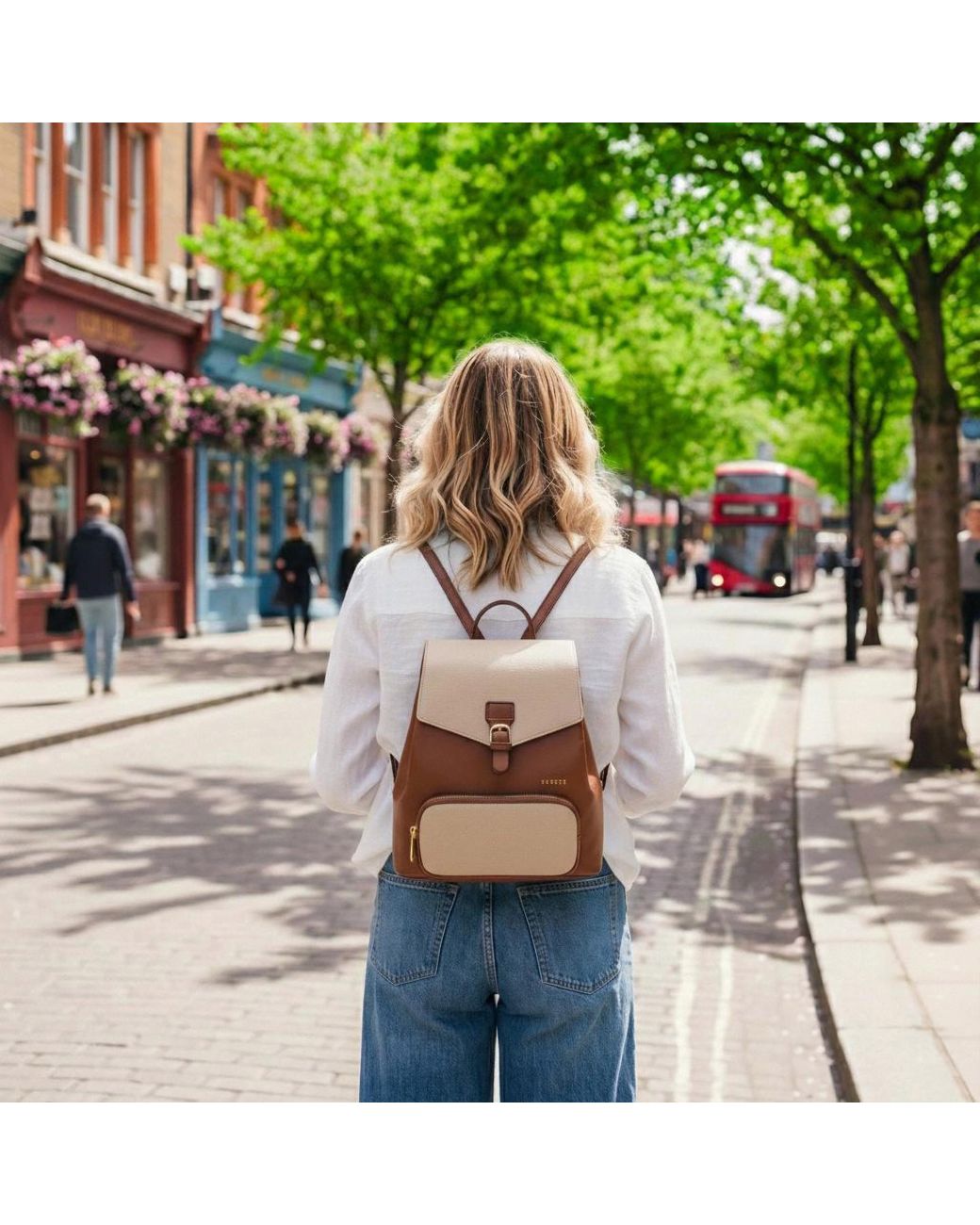 Woodland Leathers Natural Small Backpack, School Work Rucksack Bag