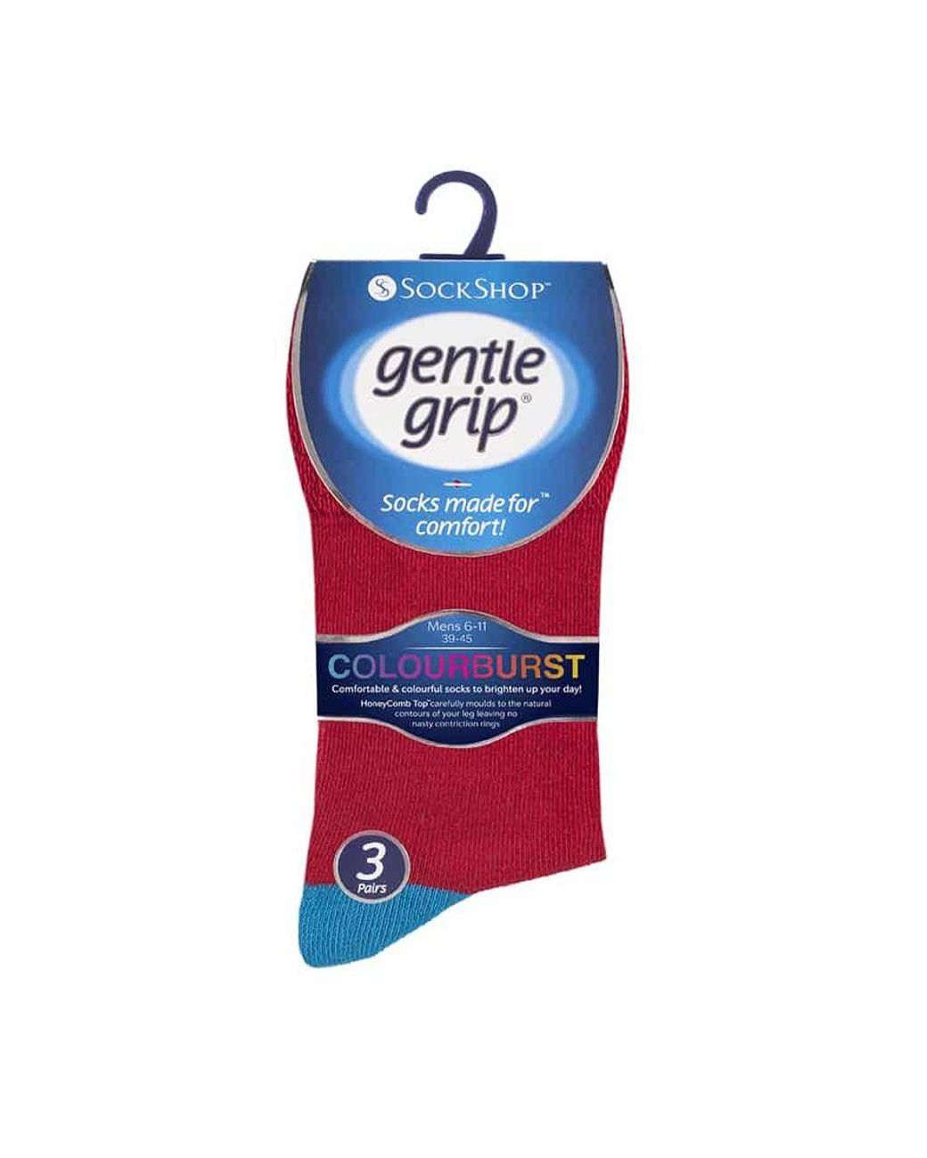 Gentle Grip Blue 6 Pairs Non Elastic Socks for men