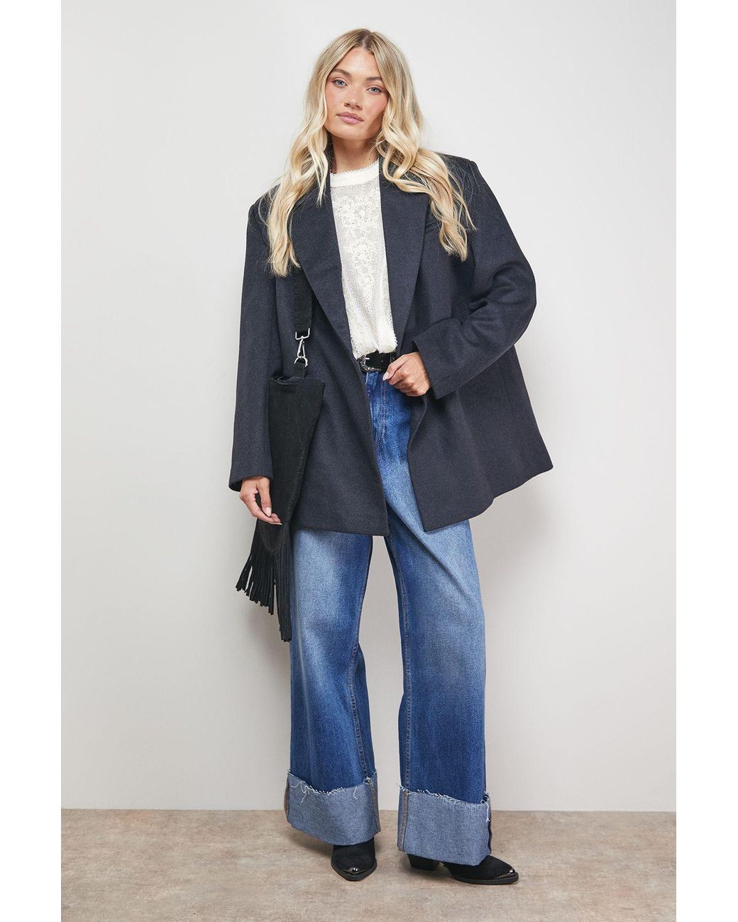 Oasis Blue Relaxed Blazer Coat