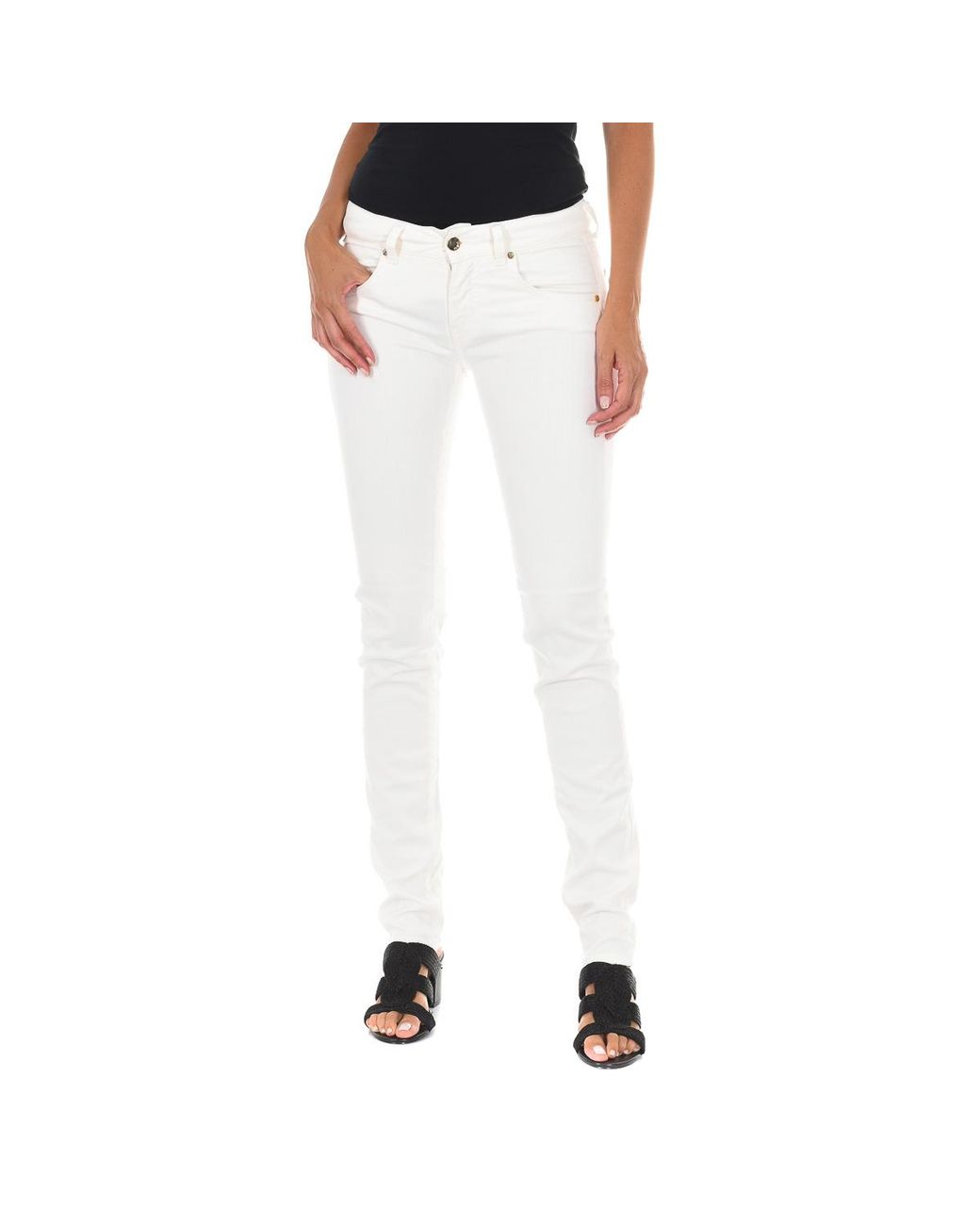 Met White Long Jean Pants With Narrow Cut Hems 10Dbf0475-B088
