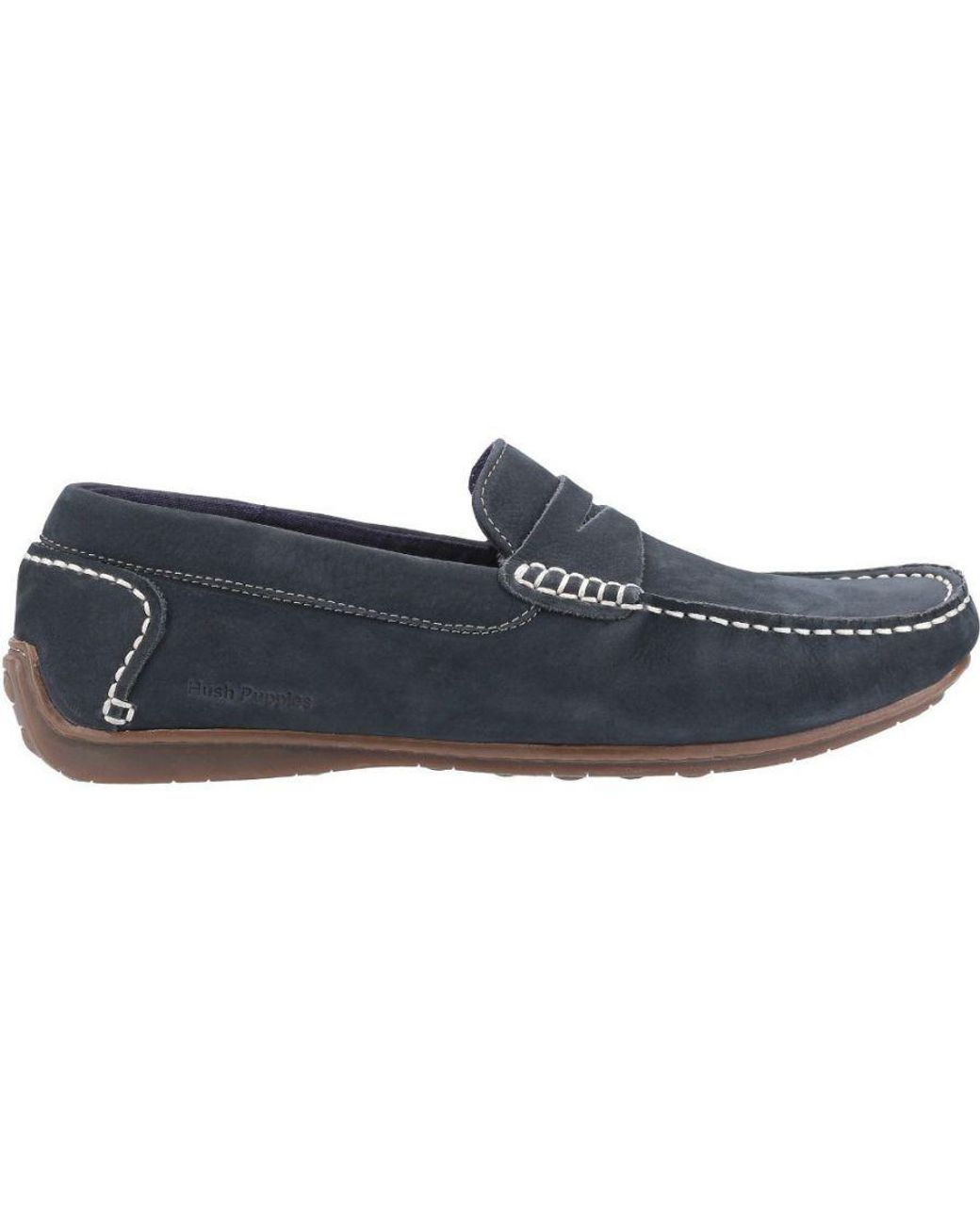 Hush Puppies Blue Roscoe Leather Slip On Loafer Shoes for men