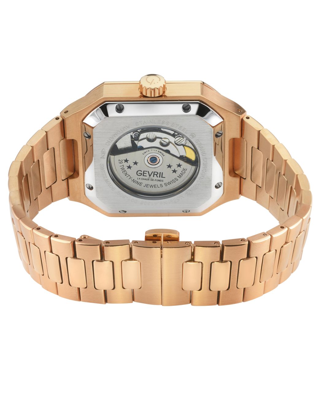 Gevril Metallic Grand Concourse Swiss Automatic Sa100 Cotes De Geneve And Pearl Finishing Iprg Case, Dial, Bracelet Watch for men
