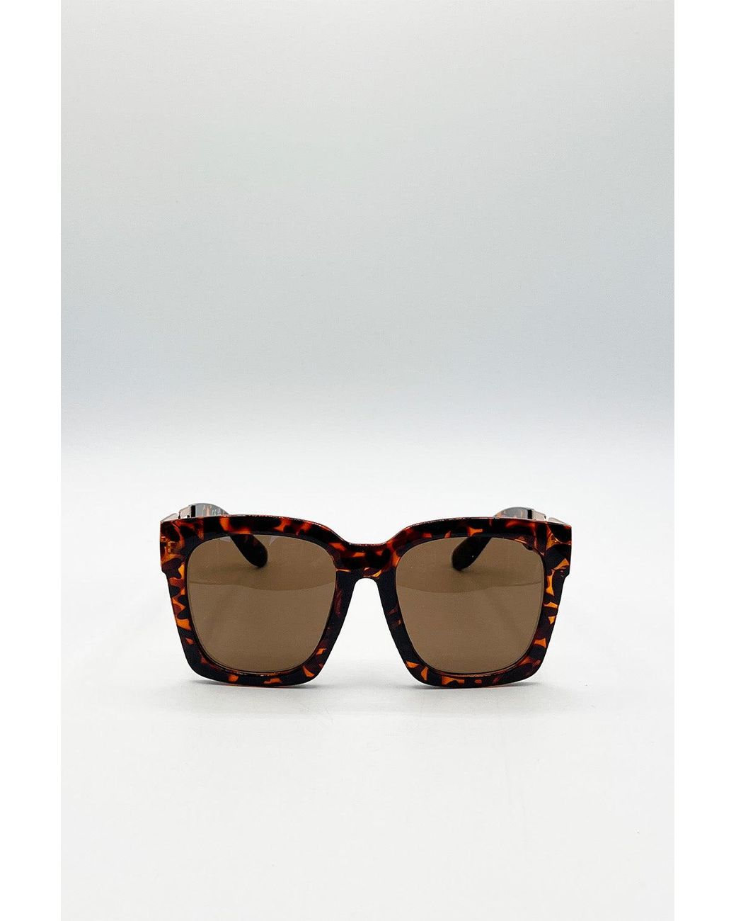 SVNX Brown Oversized Sunglasses With Chain Detail