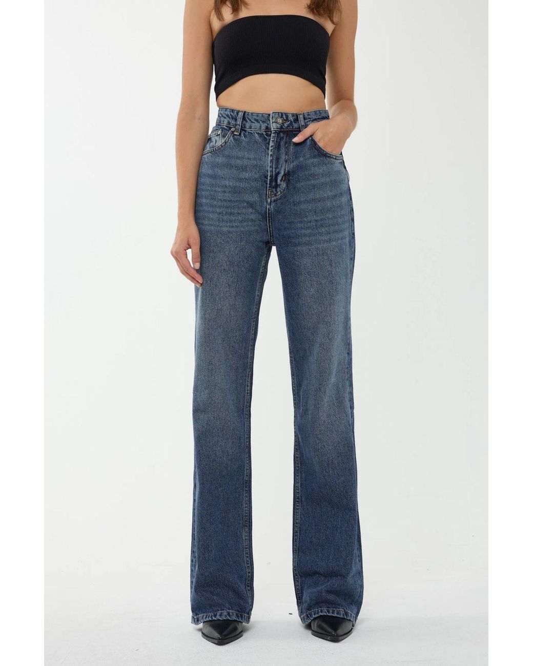 Hiccup Blue High Waist Straight Leg Jeans