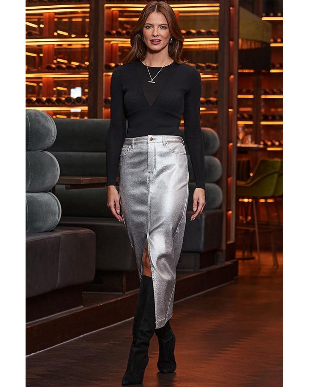 Sosandar Metallic Midaxi Skirt