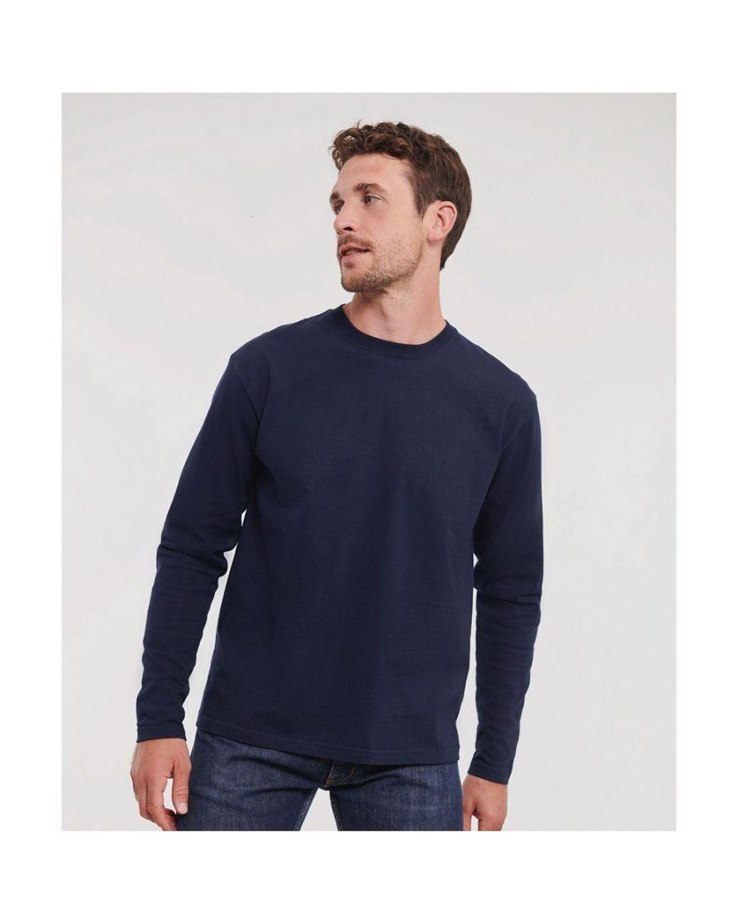 Russell Blue Classic Long-Sleeved T-Shirt (French) for men