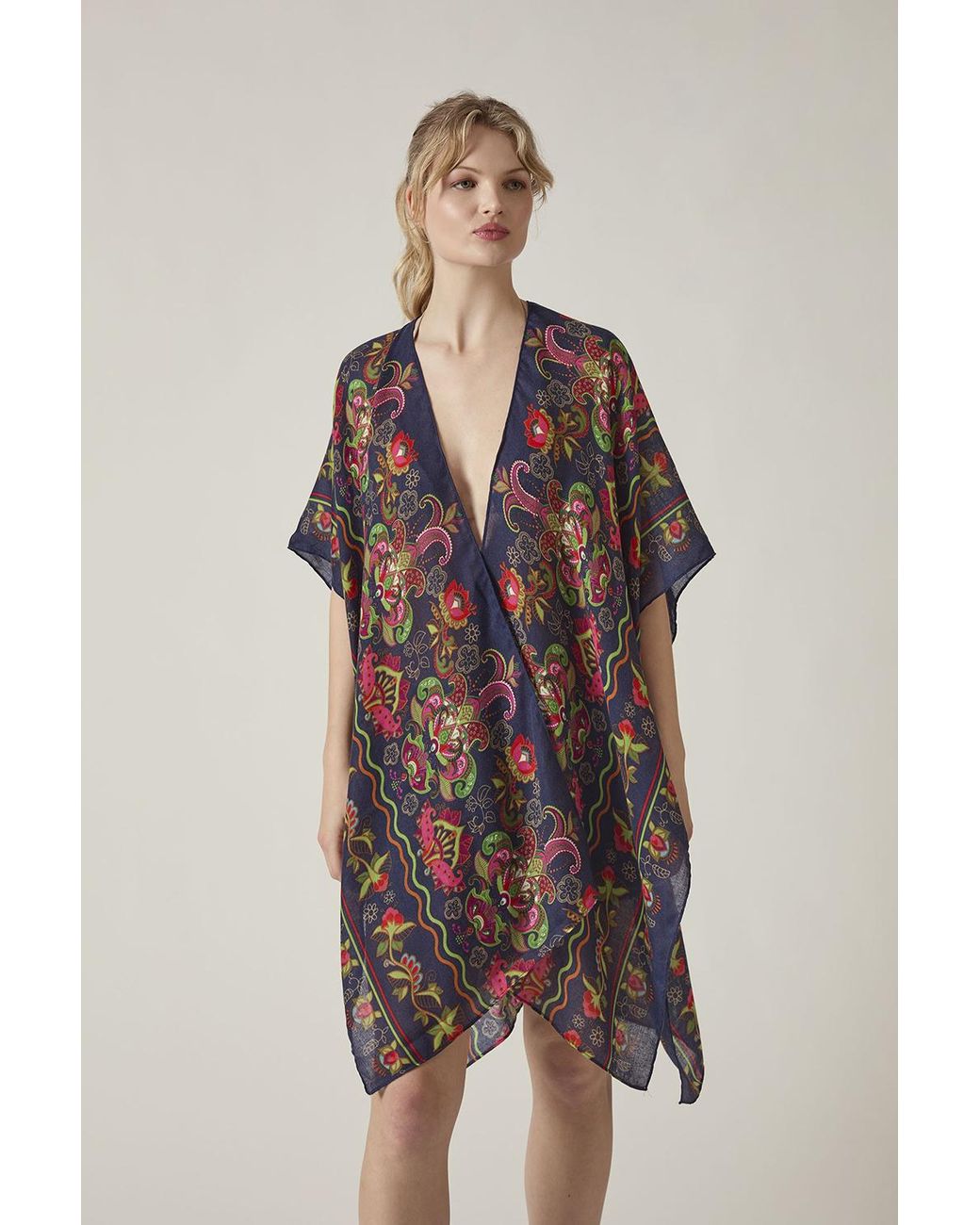 James Lakeland Blue Paisley Beach Cover-Up Kaftan