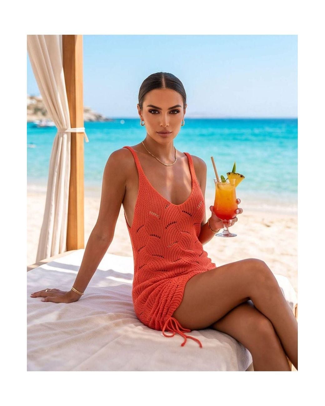 RYVAN Orange Knit Dress