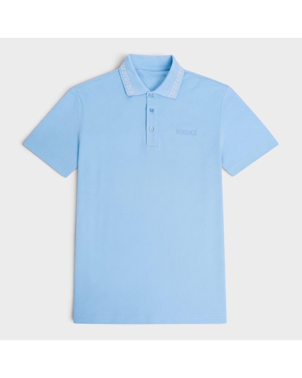 Versace Blue Logo Polo Piquet Greca Cotton for men