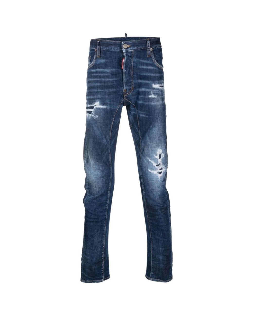 DSquared² Blue Tikdy Biker Jean Worn Reinforced Wash Jeans Cotton for men