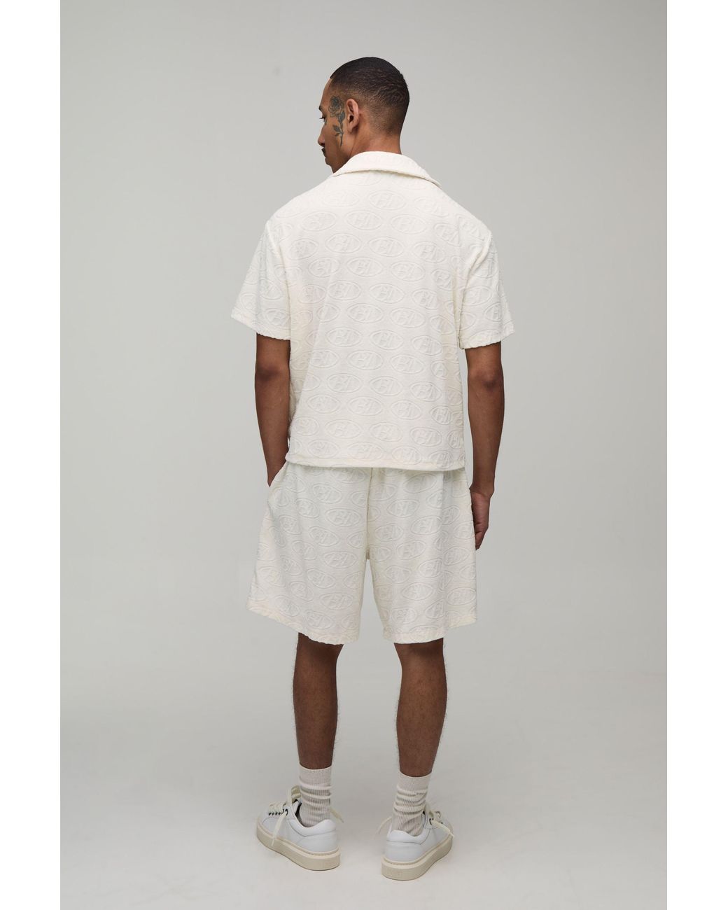 BoohooMAN White Bm Terry Towelling Polo T-Shirt for men