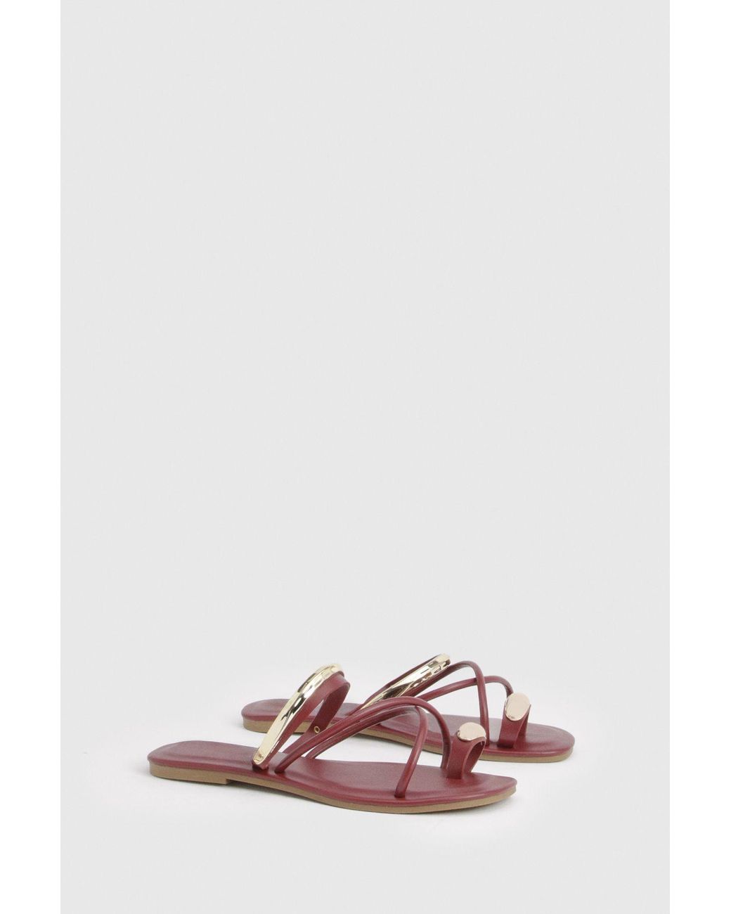 Boohoo White Hardwear Strappy Toe Post Detail Sliders