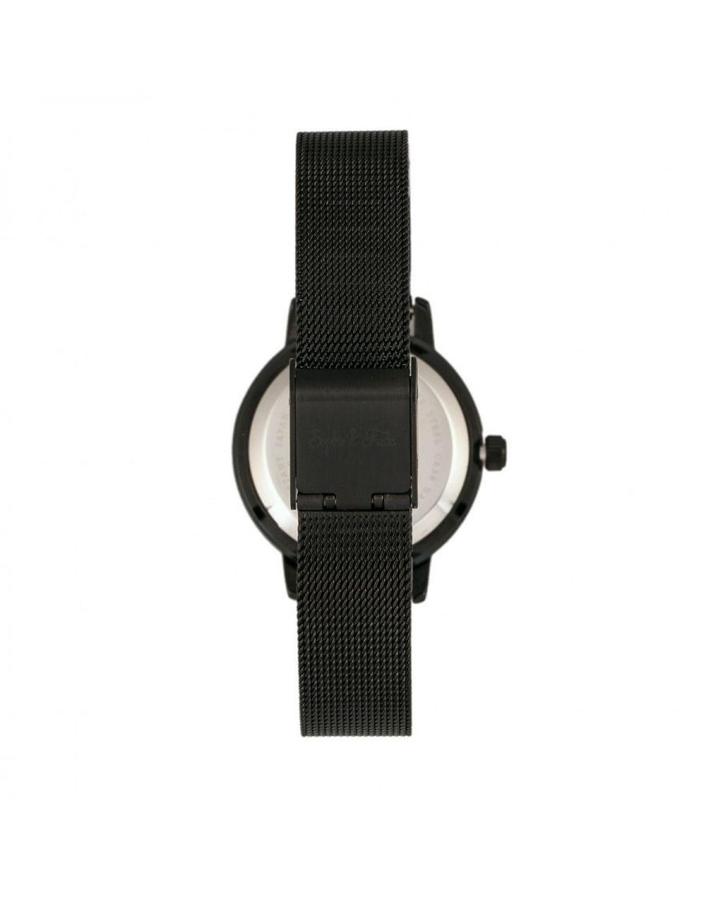 Sophie & Freda Black Cambridge Bracelet Watch W/Swarovski Crystals