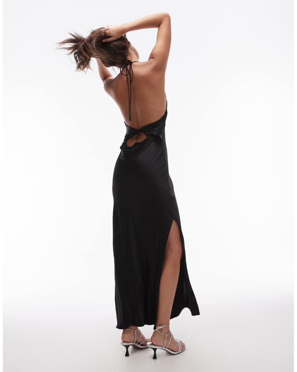 TOPSHOP White Drape Halter Neck Occasion Maxi Dress