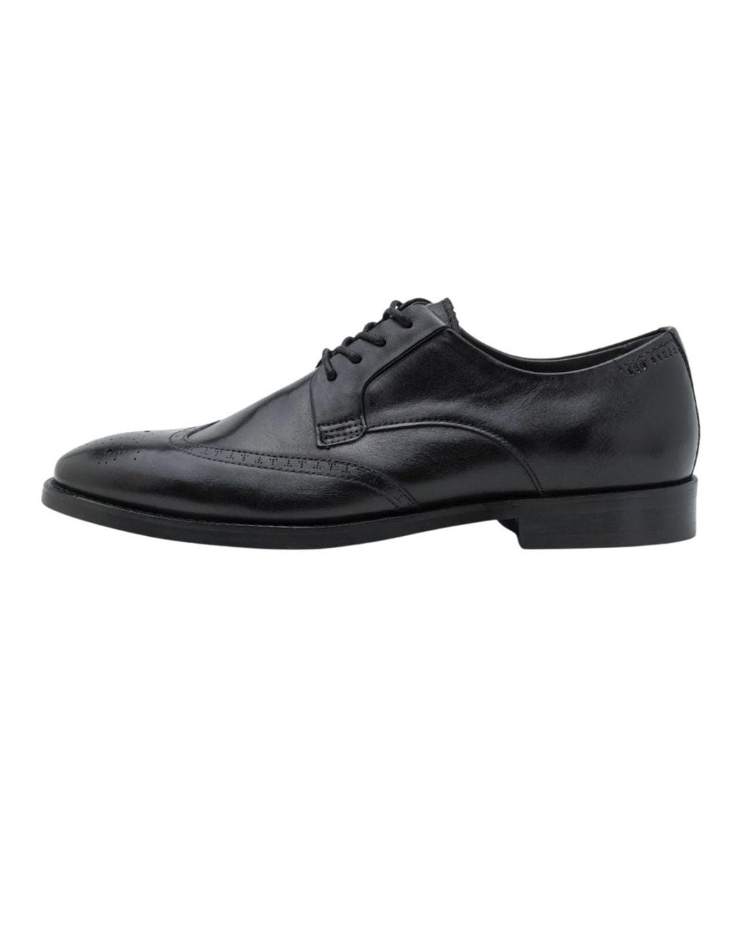 Ted Baker Black Hackney Wing Toe Brogue Detail Shoes Leather for men