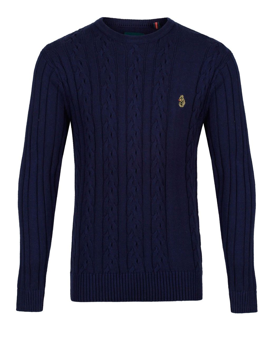 Luke 1977 Blue Morden Crew Neck Knitted Jumper for men