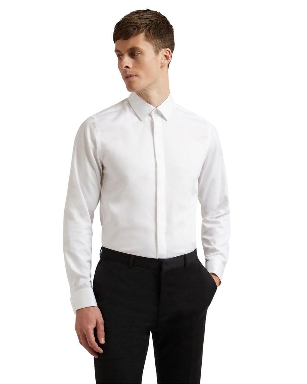 Ted Baker White Long Sleeve Slim Fit Formal Shirt for men