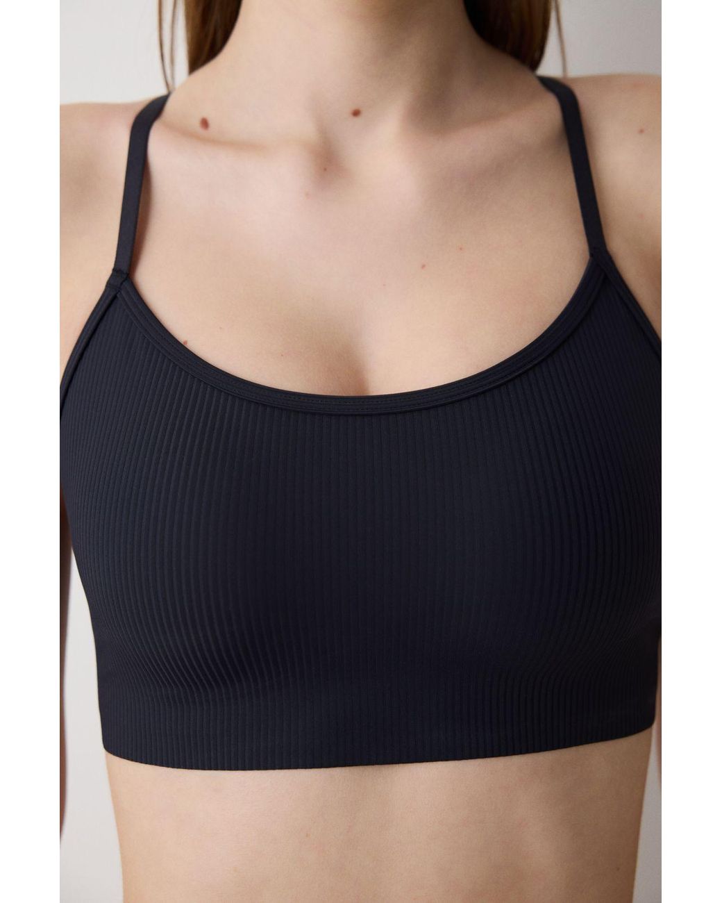 Penti Black Ribbed Knit Cropped Bralet Camisole