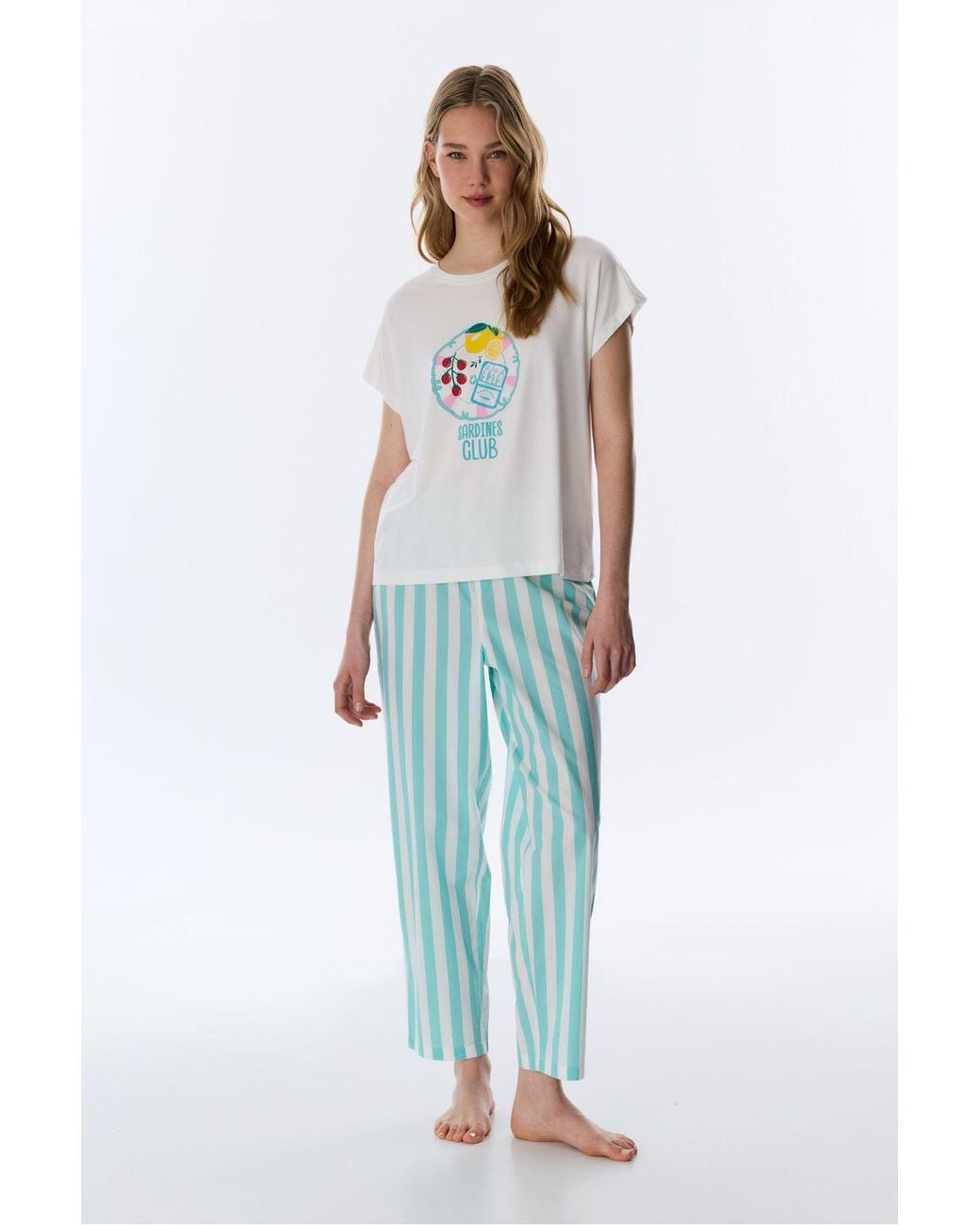 Penti White Hailey Food Print Short Sleeve T-Shirt Pajama Top