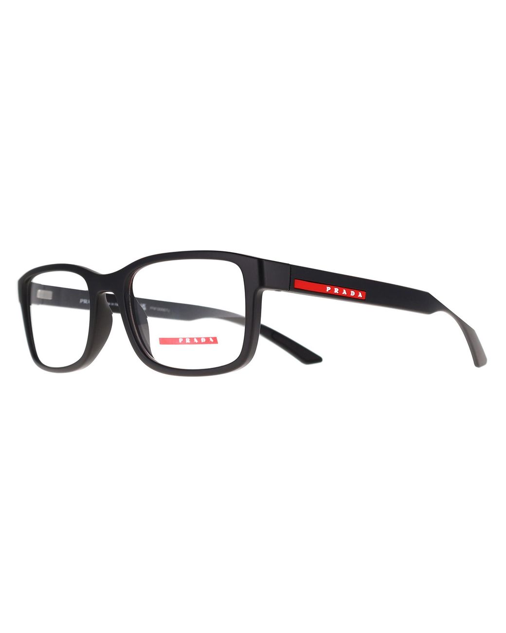 Prada Sport Black Rectangular Rubber Ps06Rv for men