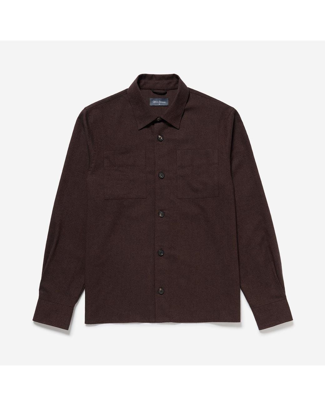 Oliver Sweeney Brown Cotton/Wool Blend Overshirt for men