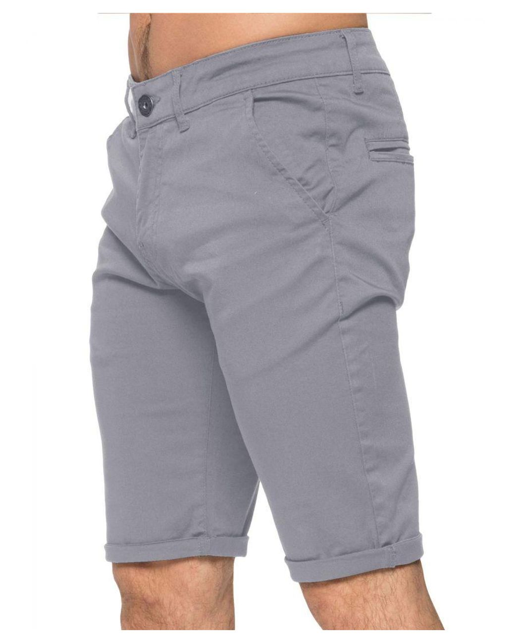 Enzo Gray Slim Fit Stretch Chino Shorts for men