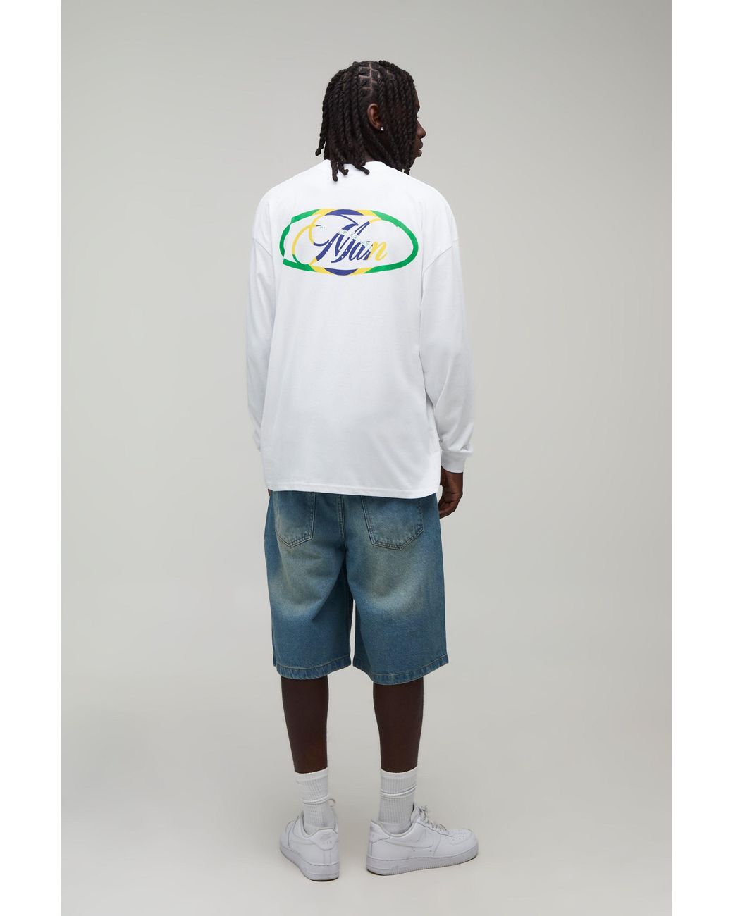 BoohooMAN Black Oversized Script Brazil Long Sleeve T-Shirt for men