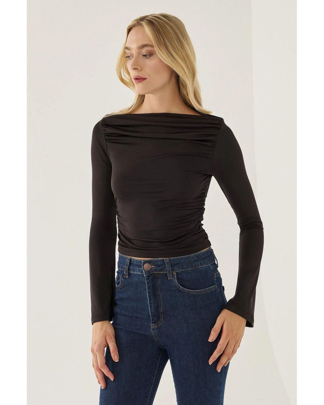 Hiccup Black Drape Detailed Top