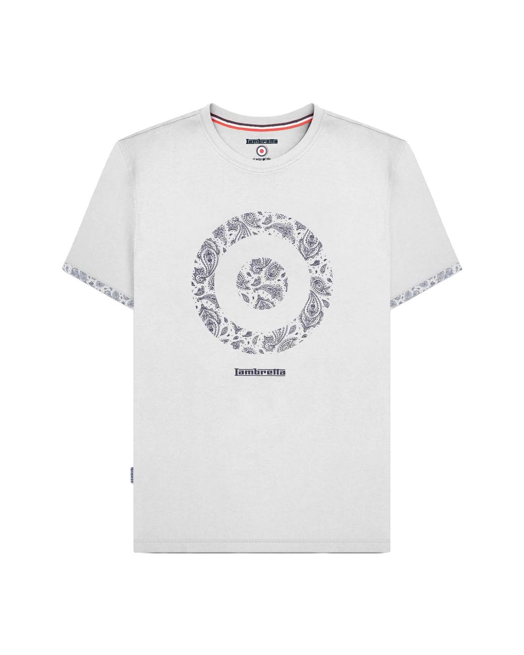 Lambretta White Ss25 Paisley Target T-Shirt Cotton for men