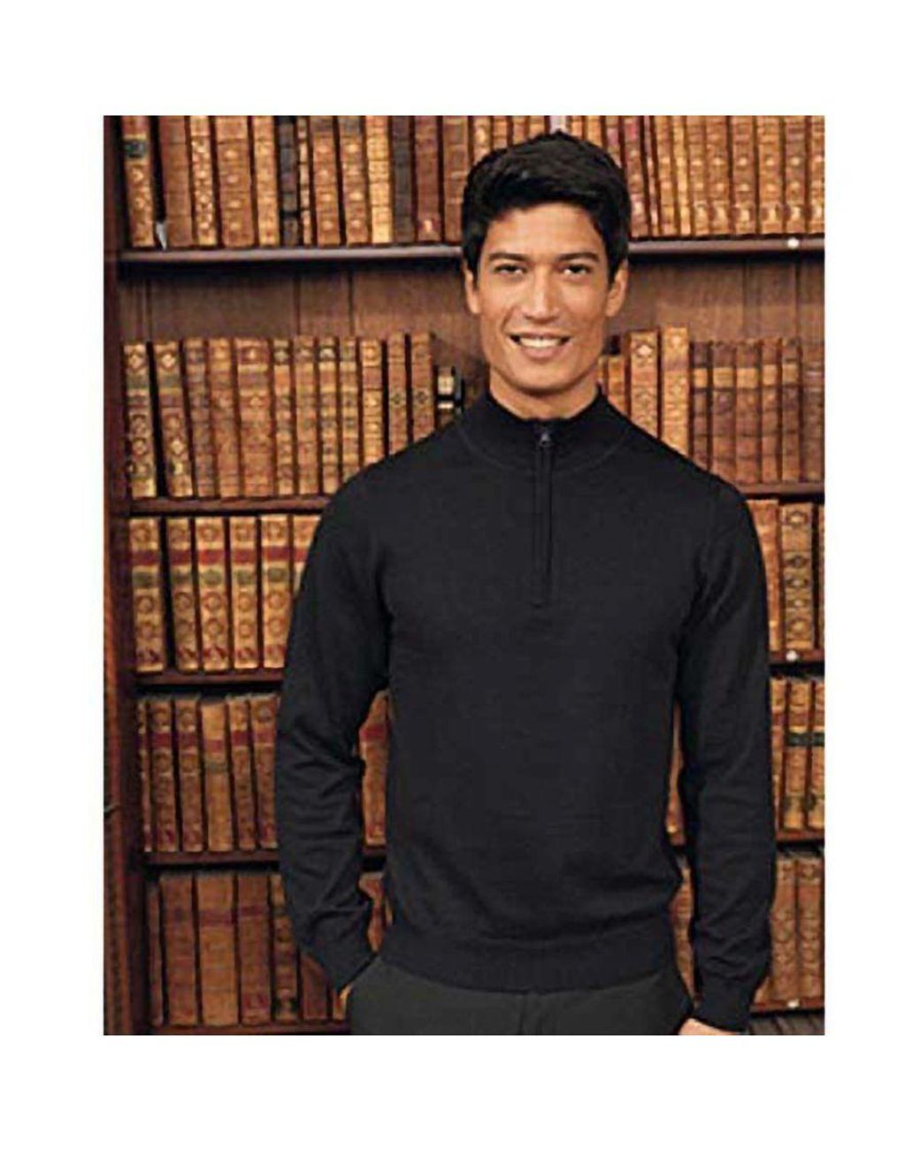 PREMIER Black 1/4 Zip Neck Knitted Sweater for men