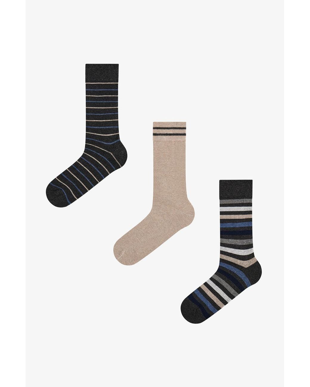 Penti White Modern Layer Striped Pair Crew Socks for men
