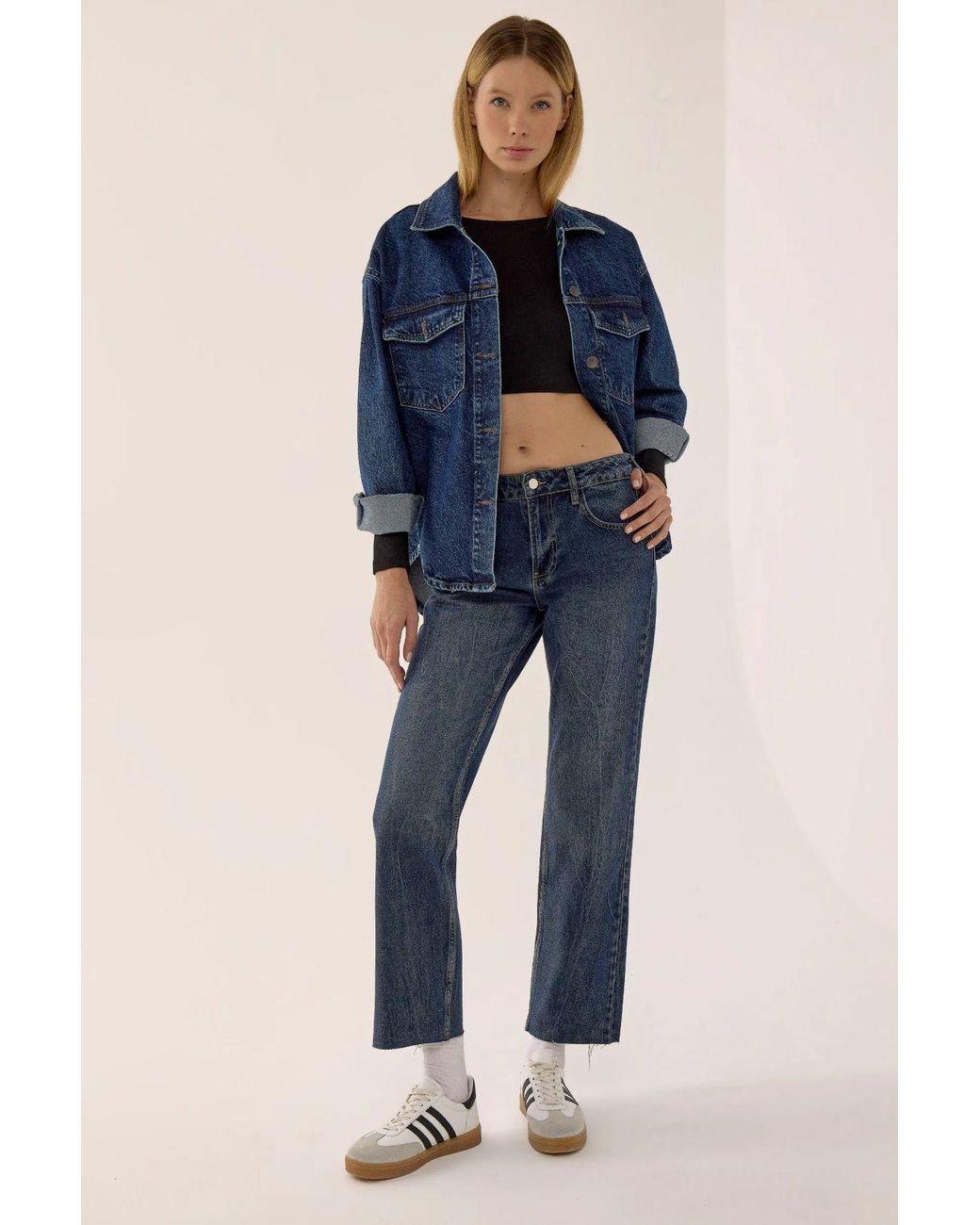 Hiccup Blue Low Waist Crop Denim Jeans