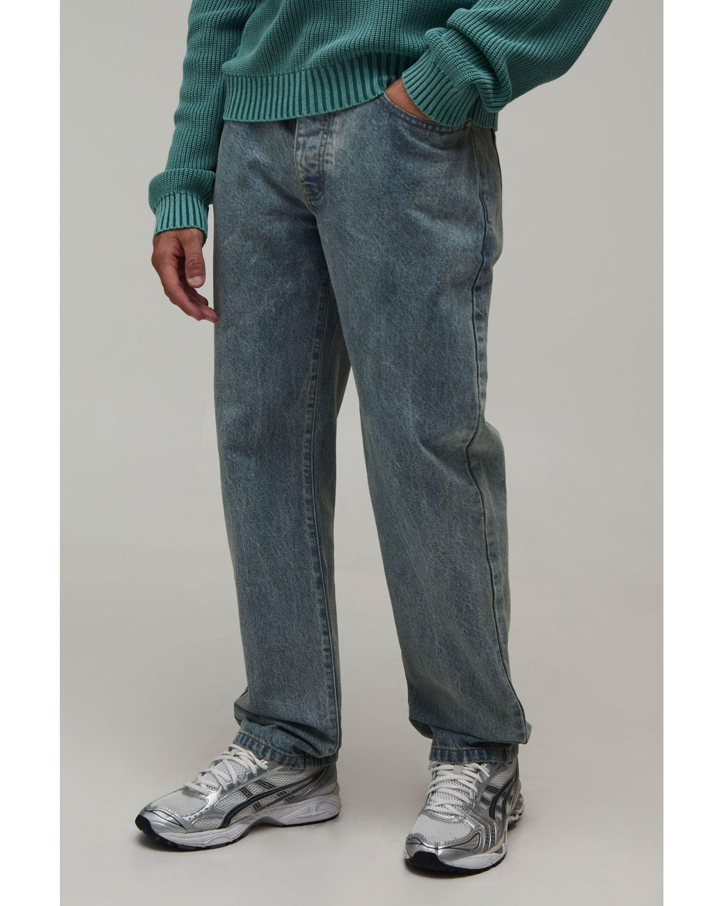 BoohooMAN Blue Essential Straight Fit Jeans for men