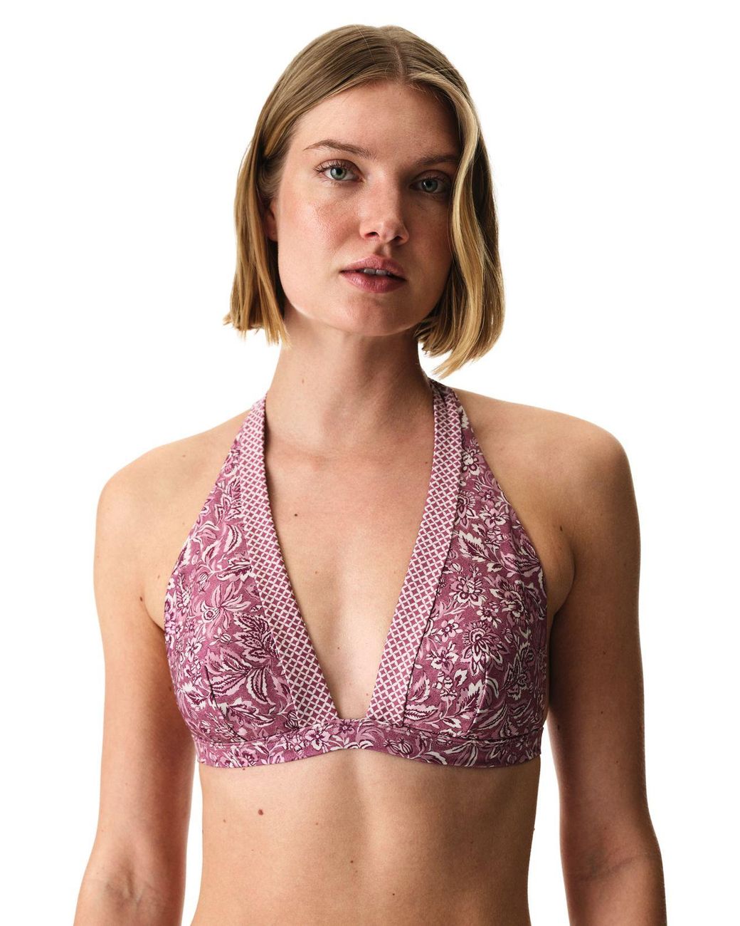 Penti Pink Rosa Deep V Neck Floral Bikini Top