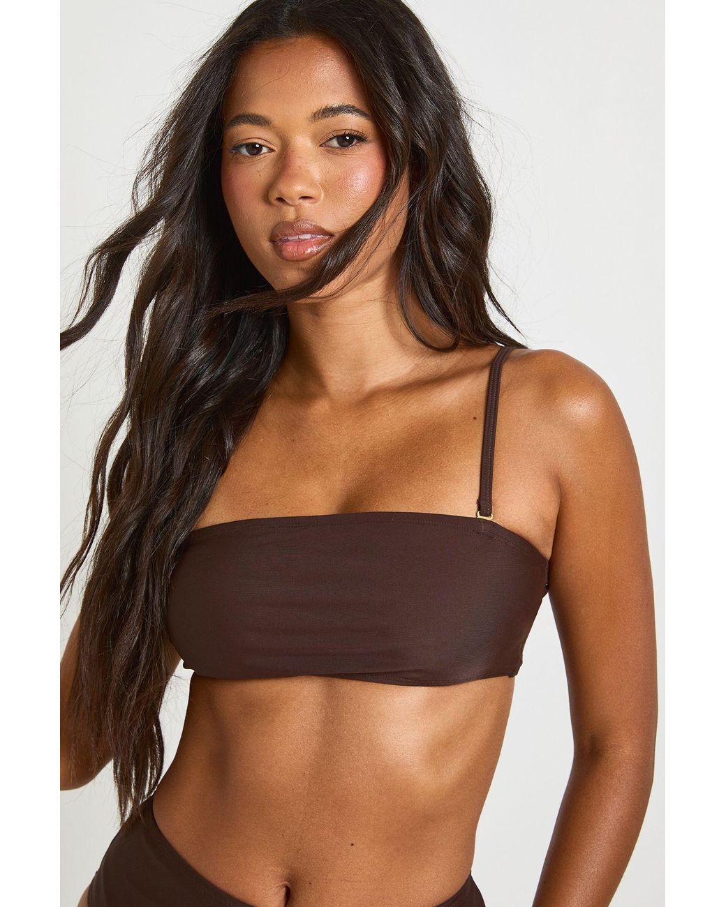 Boohoo Black Essentials Detachable Strap Bandeau Bikini Top