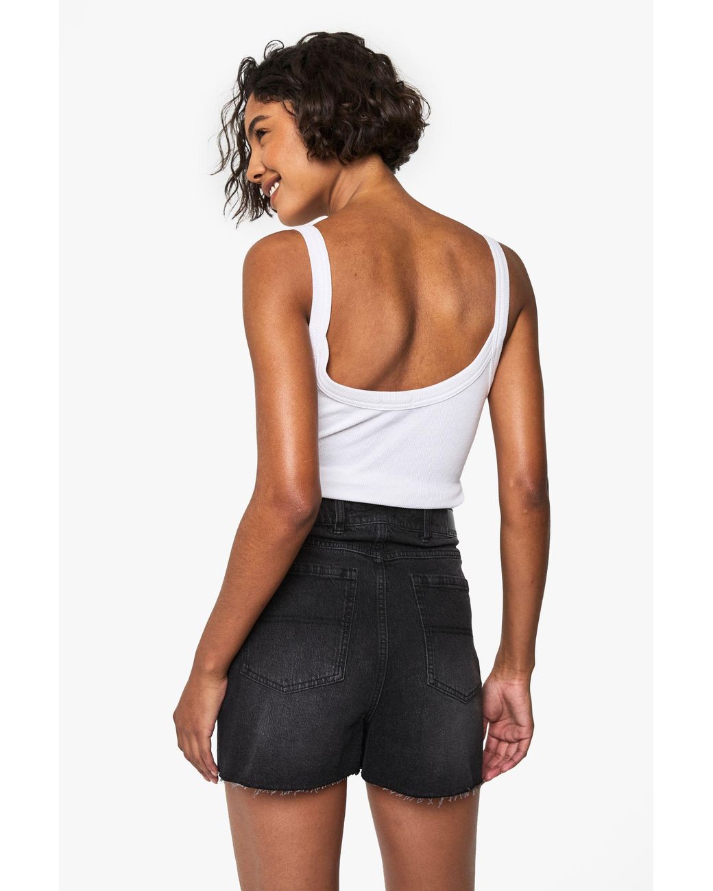 Boohoo Black Tall Denim Mini Short