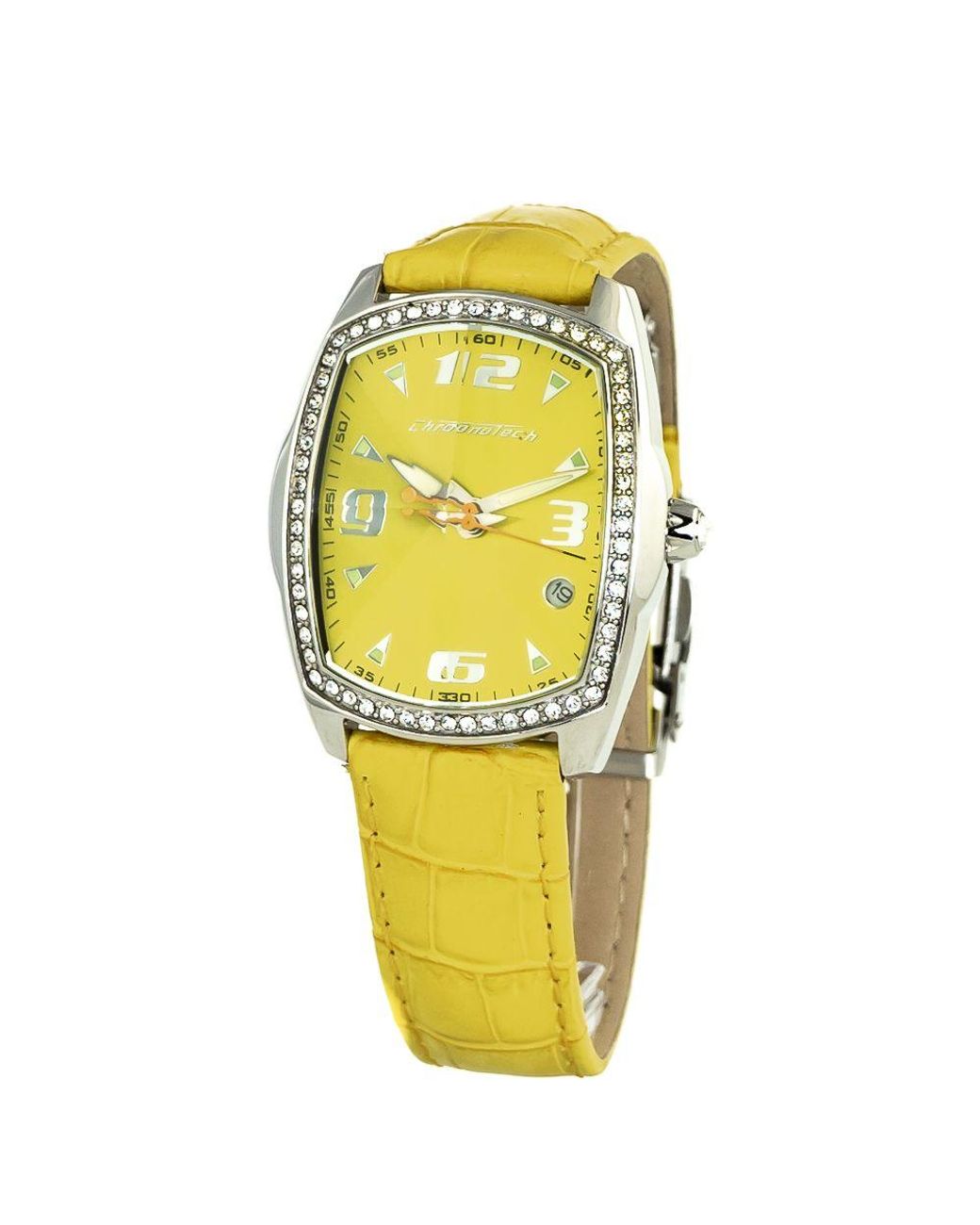 Chronotech Metallic Yellow Leather Watch