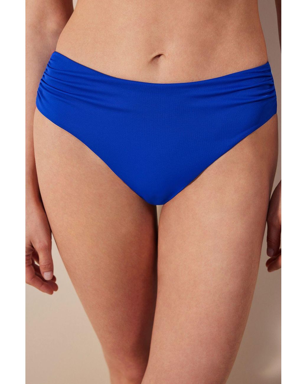 Penti Blue High-Waist Shirred Bikini Bottoms