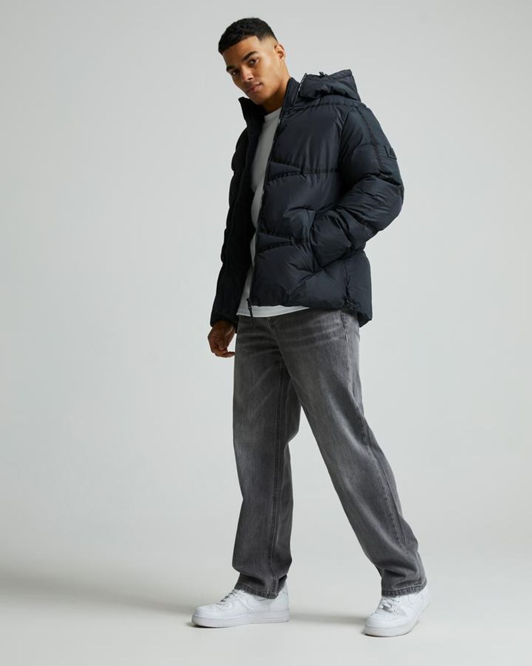 Alessandro Zavetti Black Finello Taped Puffer Jacket for men
