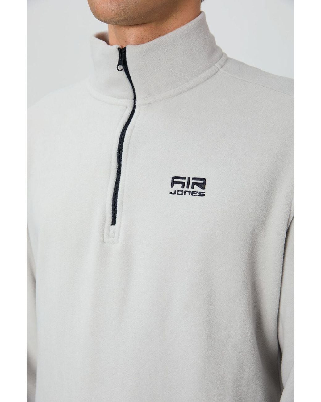 TOMMY LIFE Gray Plush Half-Zip Sweatshirt for men