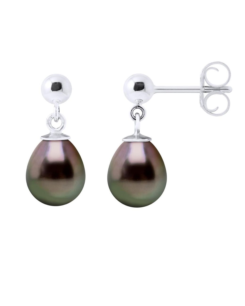 Ateliers Saint Germain Brown Earrings Real Cultured Tahiti Pearls Pear 8-9 Mm