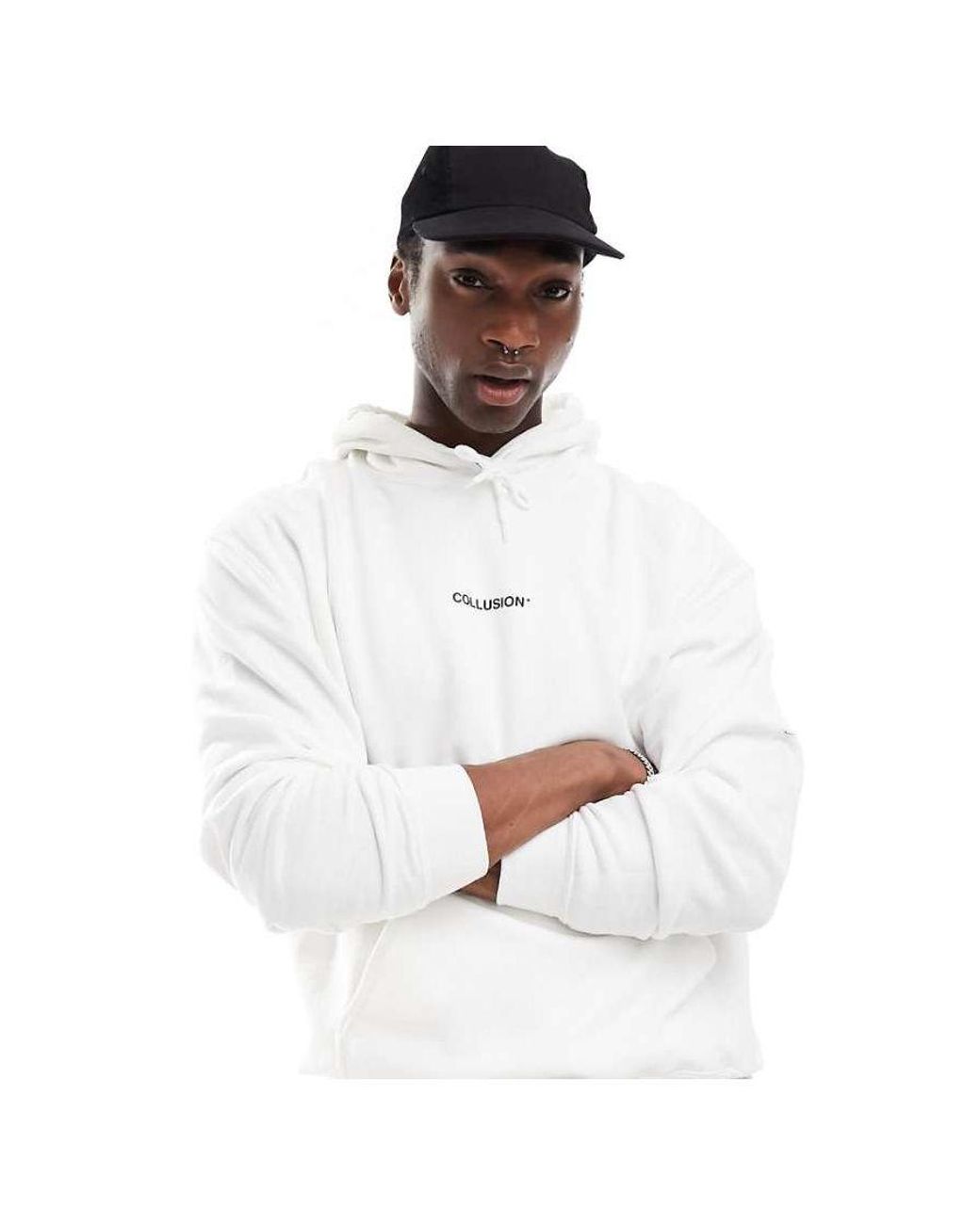 Collusion Central Logo Printed Hoodie in White for Men Lyst UK