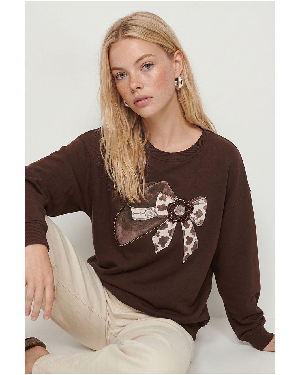 Bianco Lucci Brown Sweatshirt