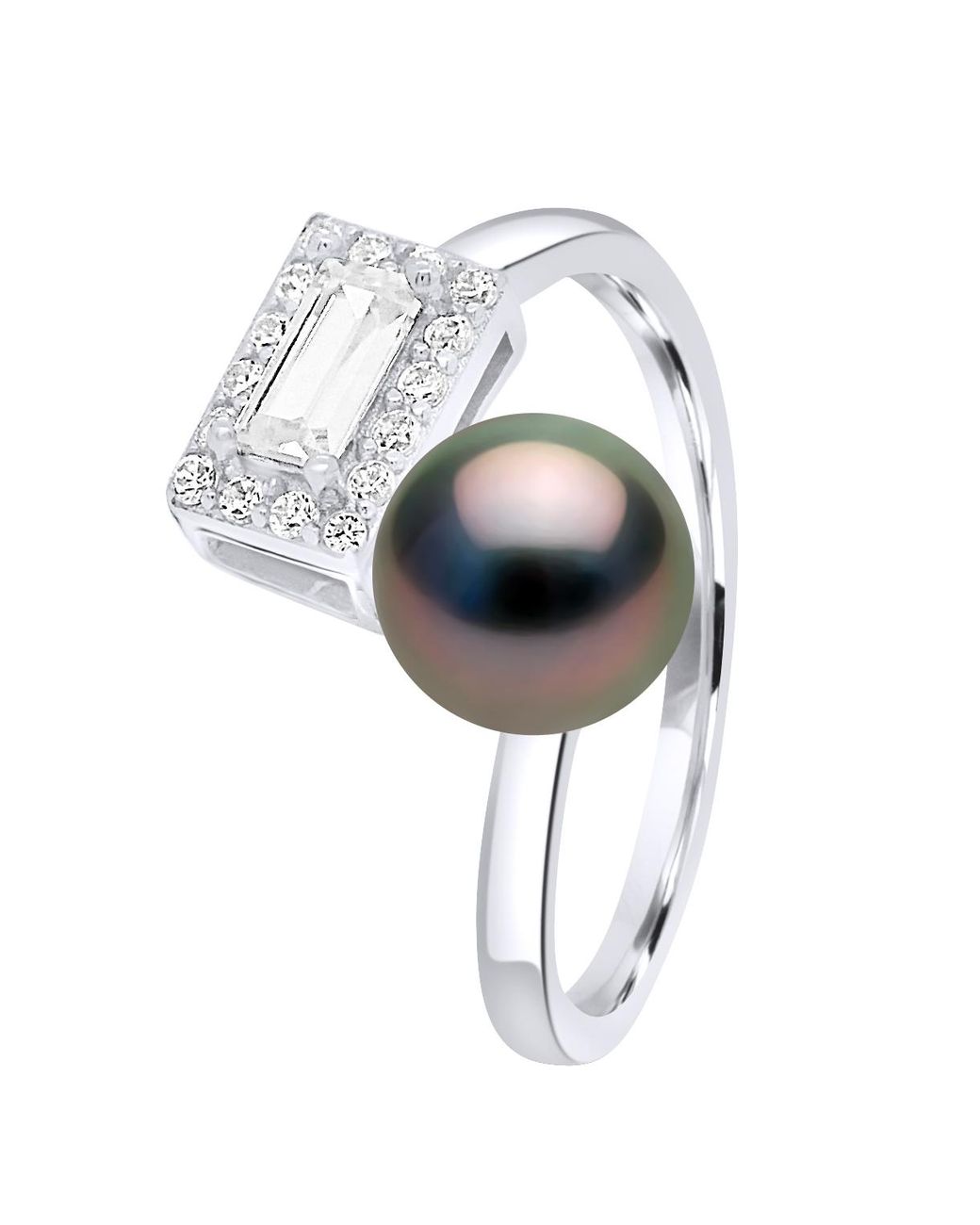 Ateliers Saint Germain Black Ring Adjustable Cubic Zirconia