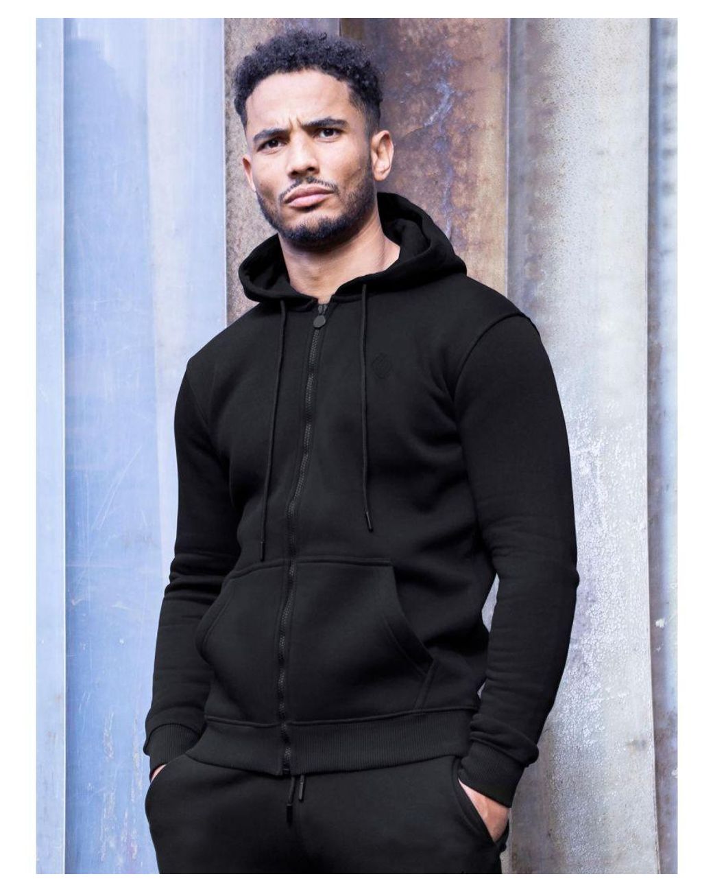 Enzo Blue Zip Up Hoodie for men