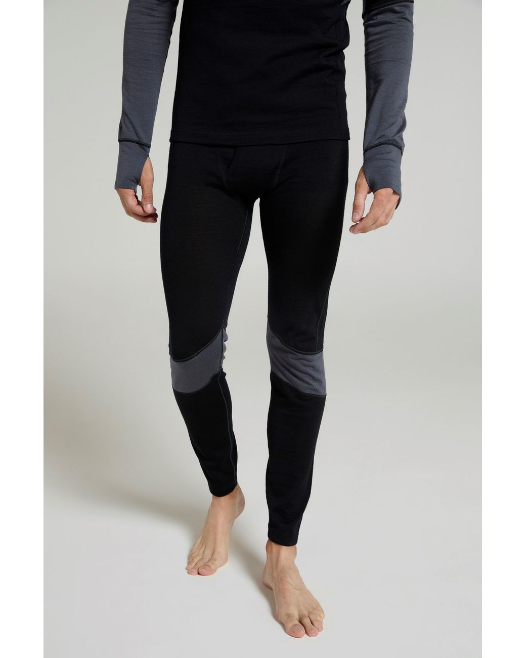 Mountain Warehouse Black 'Ultra' Merino Pants Quick Drying Base Layer Trousers for men