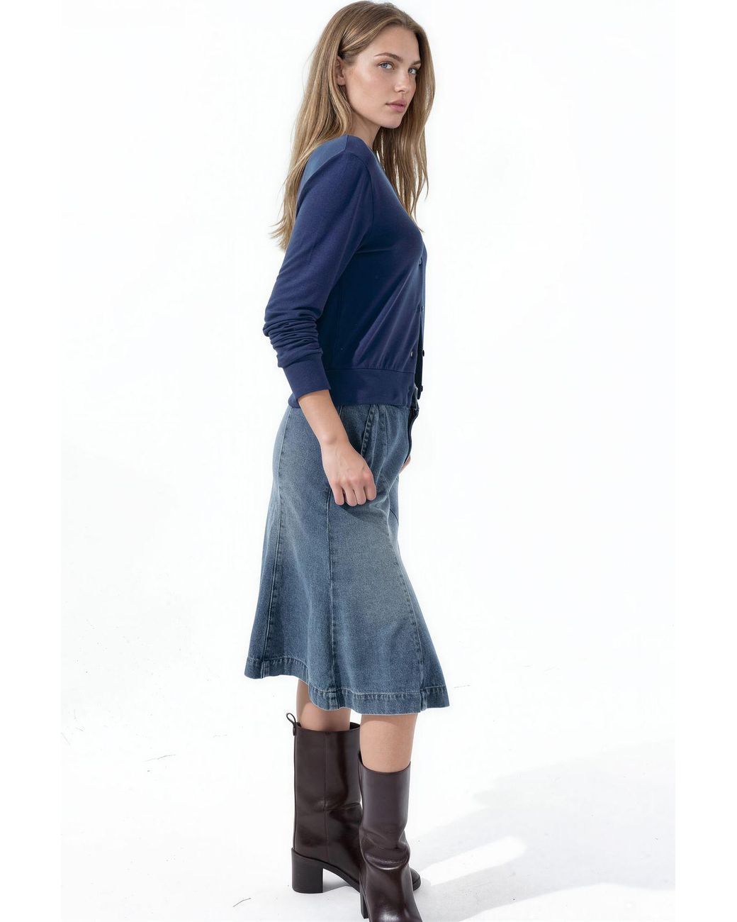 Busem Blue Viscose Blend Cardigan